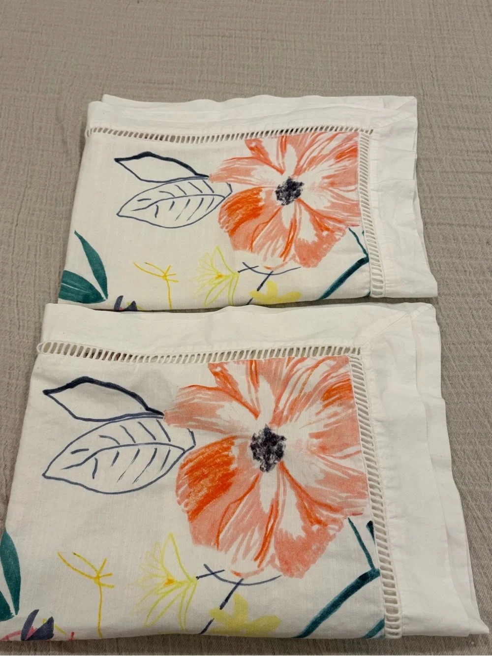 Anthropologie Alicia Galer Sketched Petalwork Shams, Set of 2